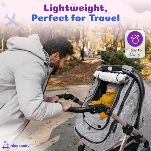Image of HippoBaby Waterproof Baby Car Seat Cover | Windproof Carseat Cover for Babies | Infant Car Seat Canopy for Boys and Girls | Keeps Babies Warm & Comfy (Pink)