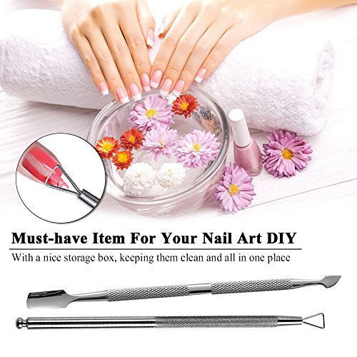 2 peças ferramenta de remoção de esmalte em gel de aço inoxidável descascador de cutículas raspador