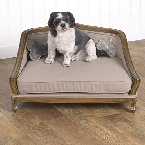 Homepop Decorative Upholstered Arched Pet Bed With Wood Frame, Natural, Small, Dark Sand #TOP3