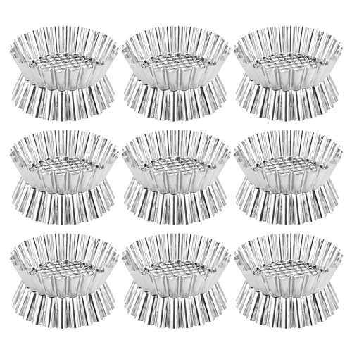 Uonlytech 20 Piezas Molde Mini Tartas Acero Inoxidable Moldes Flor Huevo Reutilizables Perfectos para Tartaletas Cupcakes Quiches y Postres Compacto para Hornear Casa y Eventos