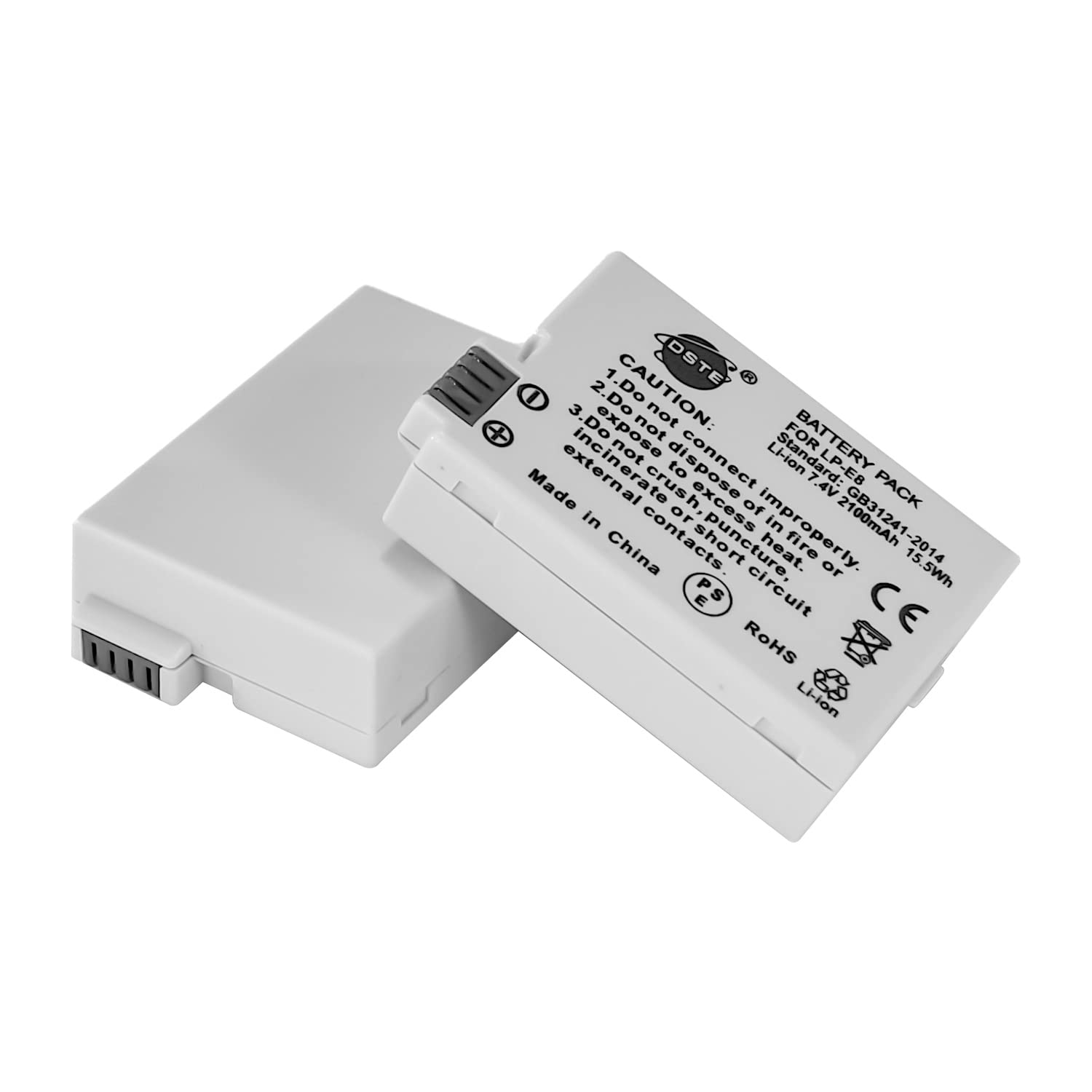 DSTE LP-E8 Batterie (Paquet de 2) et Chargeur Compatible avec Canon EOS 550D 600D 650D 700D