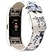 Produktbild Uhrenarmband, kleine Blumen Leder Ersatzarmband Kompatibel mit Fitbit CHARGE2 Uhrenarmband Quick Release Sport Uhrenarmbänder,Blau