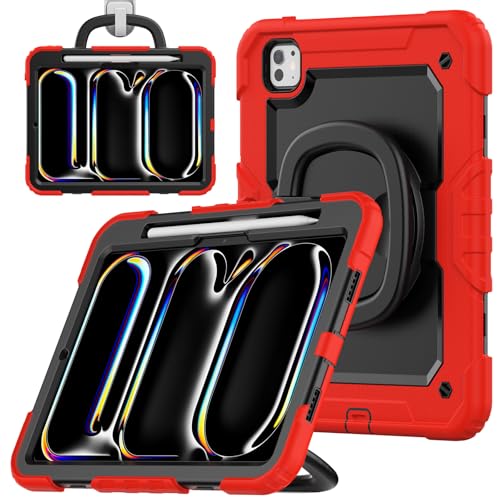 Étui iPad Pro 11 M4 2024 coque antichoc 3 couches avec support et bandoulière