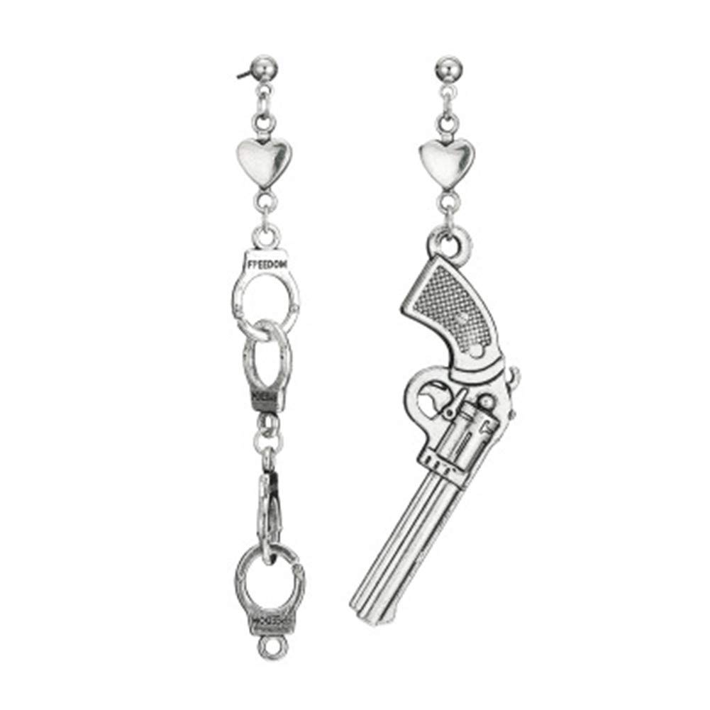 Handcuffs Heart Dangle Earrings Vintage Heart Gun Drop Earrings for Women girls Hip Hop Party Jewelry Gifts