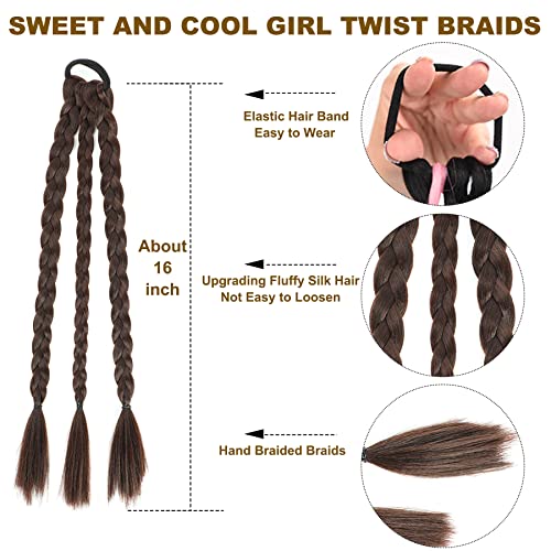 Ustylish Braid Hair Extensions Synthetic Braids Boxing Twist Braiding Hair Ponytail Extensions Natural Hair Pony Tail Hairpieces For Women Braids Elastic Band Hair Extension Ponytail For Cool Girl #TOP1