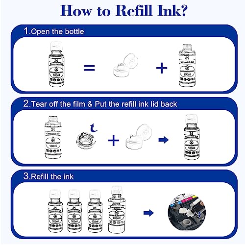 Pristar Compatible With Hp 31 32Xl Ink Bottle Set Compatible With Hp Smart Tank 7301 7001 7602 6001 5101 5102 Plus 651 551 455 457 450 All-In-One Ink-Tank (165Ml 32Xl Black Ink, 100Ml 31 Color Inks #TOP6