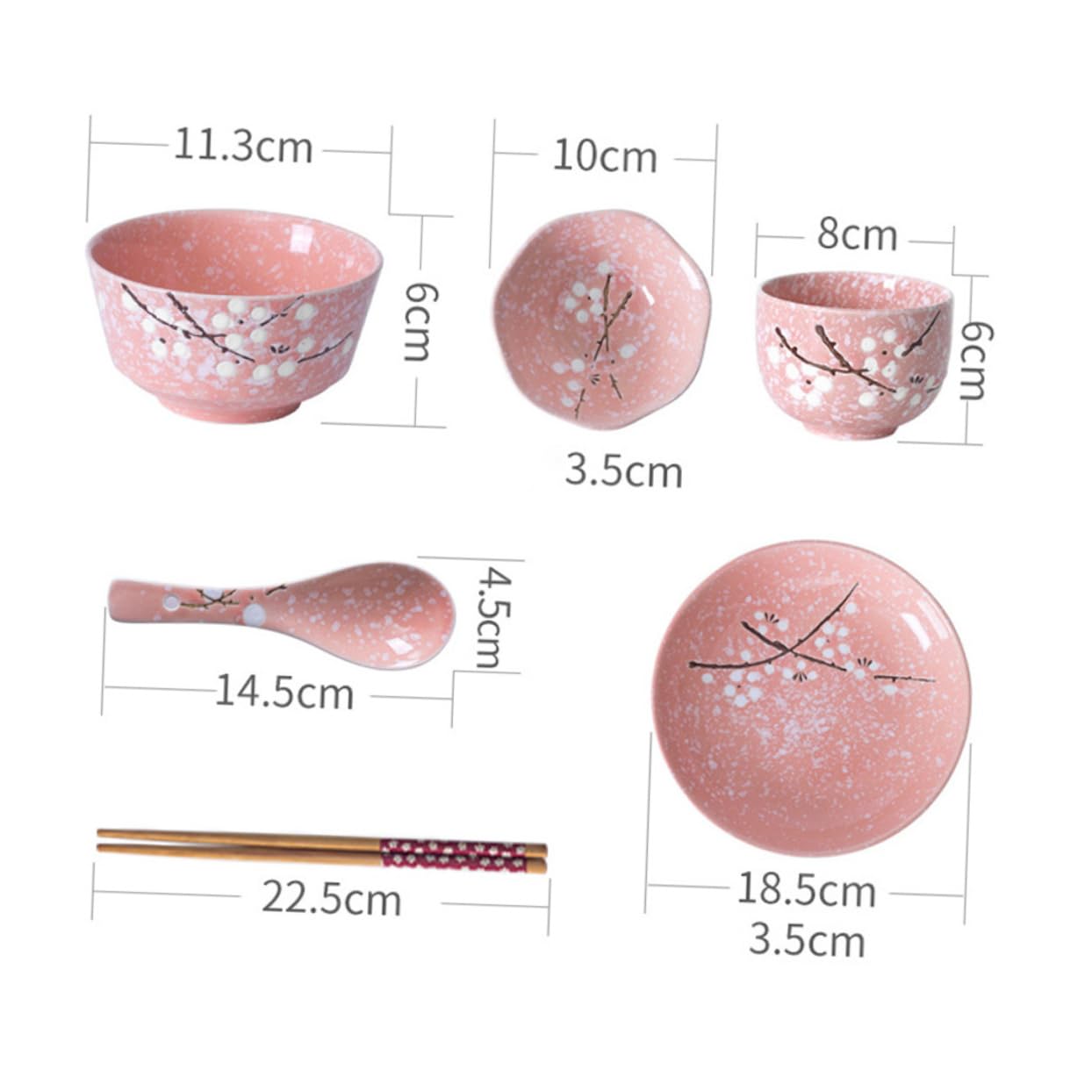 Mobestech Set Di Stoviglie in Ceramica Giapponese Rosa, Kit Da Tavola 12 Pezzi Posate Per La Casa, Adatto Per Ristoranti, Feste e Uso Quotidiano