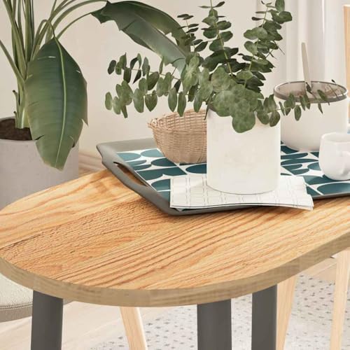ROMHZKS Tischplatte 80x40x2 cm Massivholz Eiche Oval Rustikale Platte DIY Holzplatte Wohnzimmertischplatte für Esstisch Küche