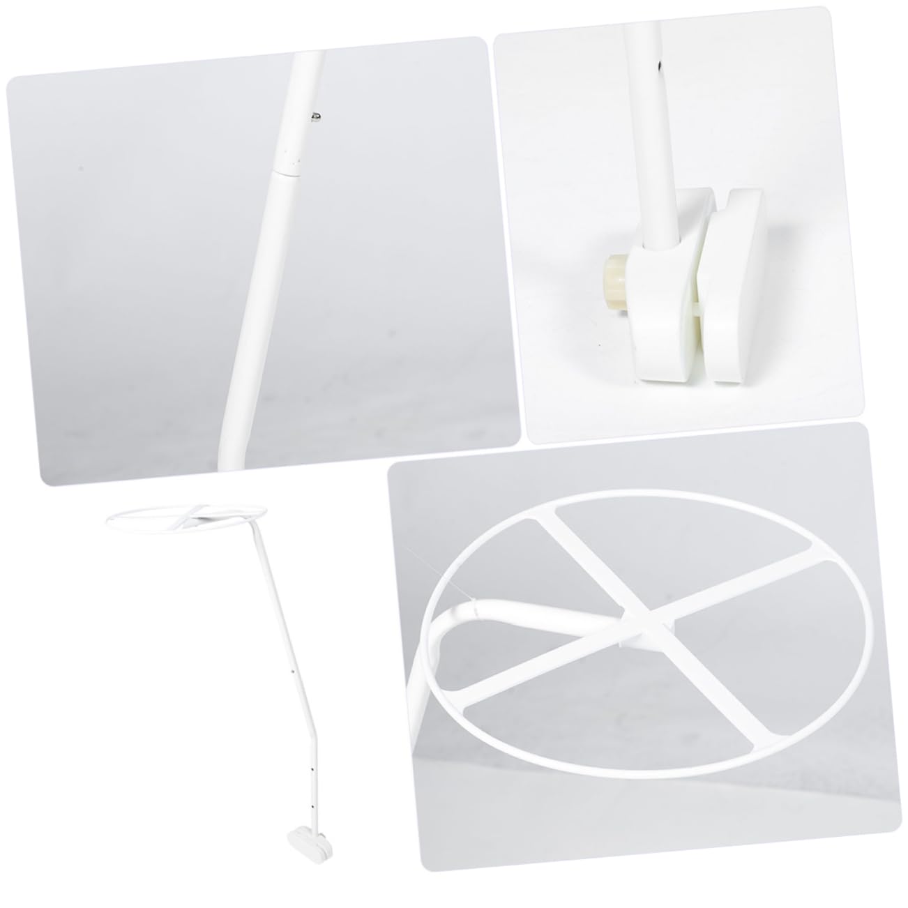 Supporto per Baldacchino Zanzariera per Culla, 2 Set in Acciaio | Bianco, Design Smontabile, Installazione Semplice, per Sponda Fino a 2, 4cm