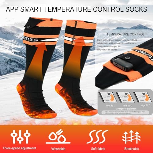 Calcetines calefactados, calentadores eléctricos recargables con control de aplicación, hasta 8 horas de calentamiento, ideales para hombres y mujeres, perfectos para actividades en clima frío como
