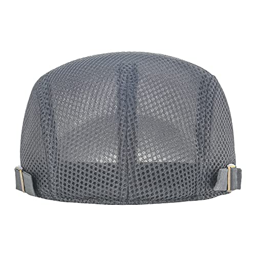 Image of VOBOOM Men Breathable Mesh Summer Hat Adjustable Newsboy Beret Ivy Cabbie Flat Cap