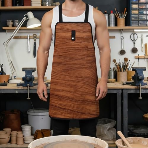 Delantal oscuro con textura de madera unisex ajustable miniatura 4