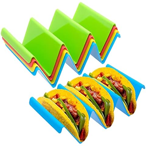 YHSKJCD 4PCS Taco Holder, Taco Holder Stand, Colorful Taco Rack Holders for Restaurant Home Picnic Party Festivals (4 Colours) Cover