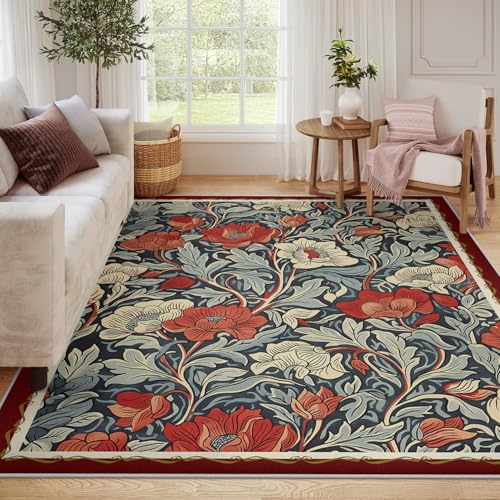 Tapis de salon aux motifs floraux classiques 60x100cm texture douce - 6