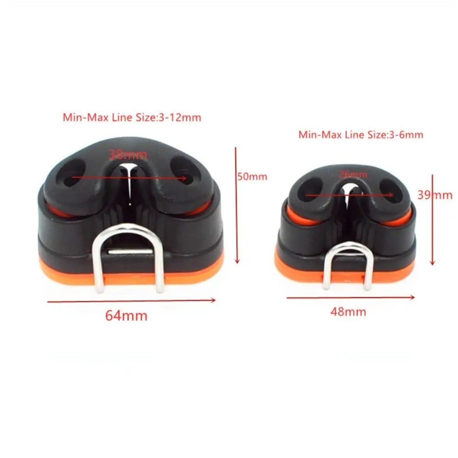 Strozzascotte, Morsetti A Camme Marini Morsetto universale for funi in nylon con cuscinetti a sfera e anelli di guida, galloccia a camma con ingresso rapido for kayak, ferramenta nautica, gallocce for