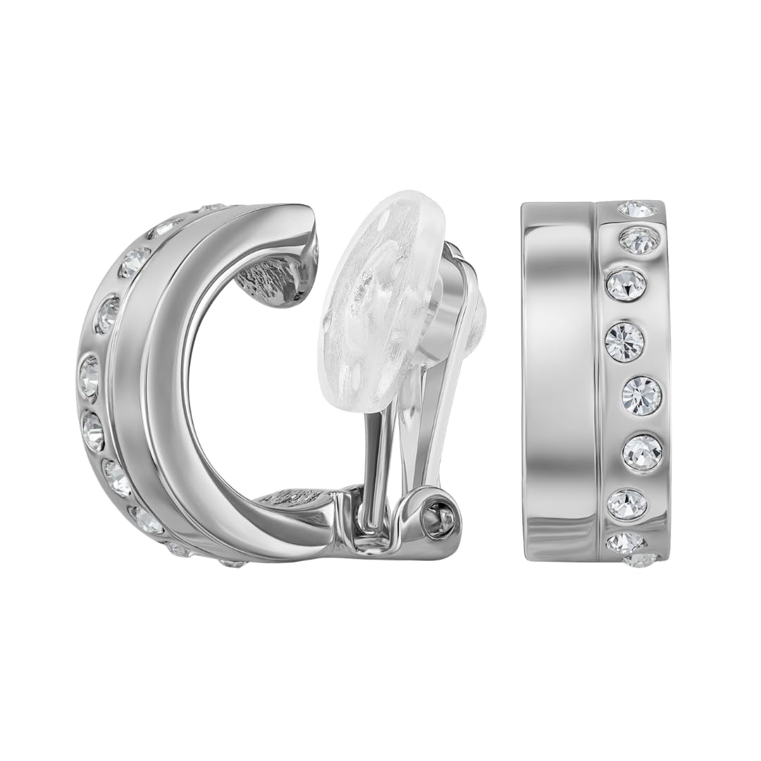 Traveller Ohrclips - Damen - Silberfarben - Kristalle - Platiniert - 15x6mm - 157821