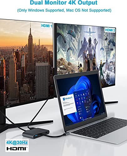 Image of Etzin USB C Hub Multiport Adapter 5 in 1, USB C Dongle to 2 4K HDMI, VGA, USB C with 100W PD and USB A Docking Station Compatible with Mac-Book Pro /Air Surface and USB C Laptop Tablet PC,etc.