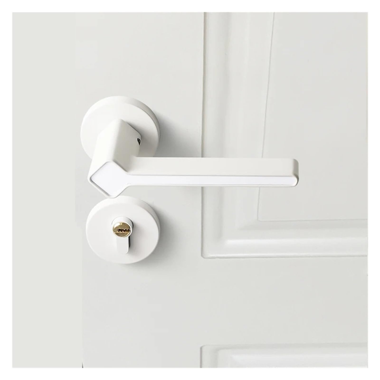 nxjaSDH Lock and Handle Sets, White Bedroom Door Lock Silent Room Home Indoor Wooden Split Handle
