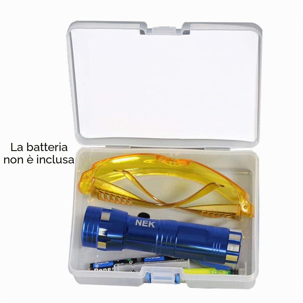 QOTSTEOS Kit Rilevatore Fughe, Occhiali Protettivi Fluorescenti Aria Condizionata Kit Rilevatore Fughe Accurato Strumenti, Accessori Auto Sostituzione Facile Da Usare Ecologico Tintura UV (casuale