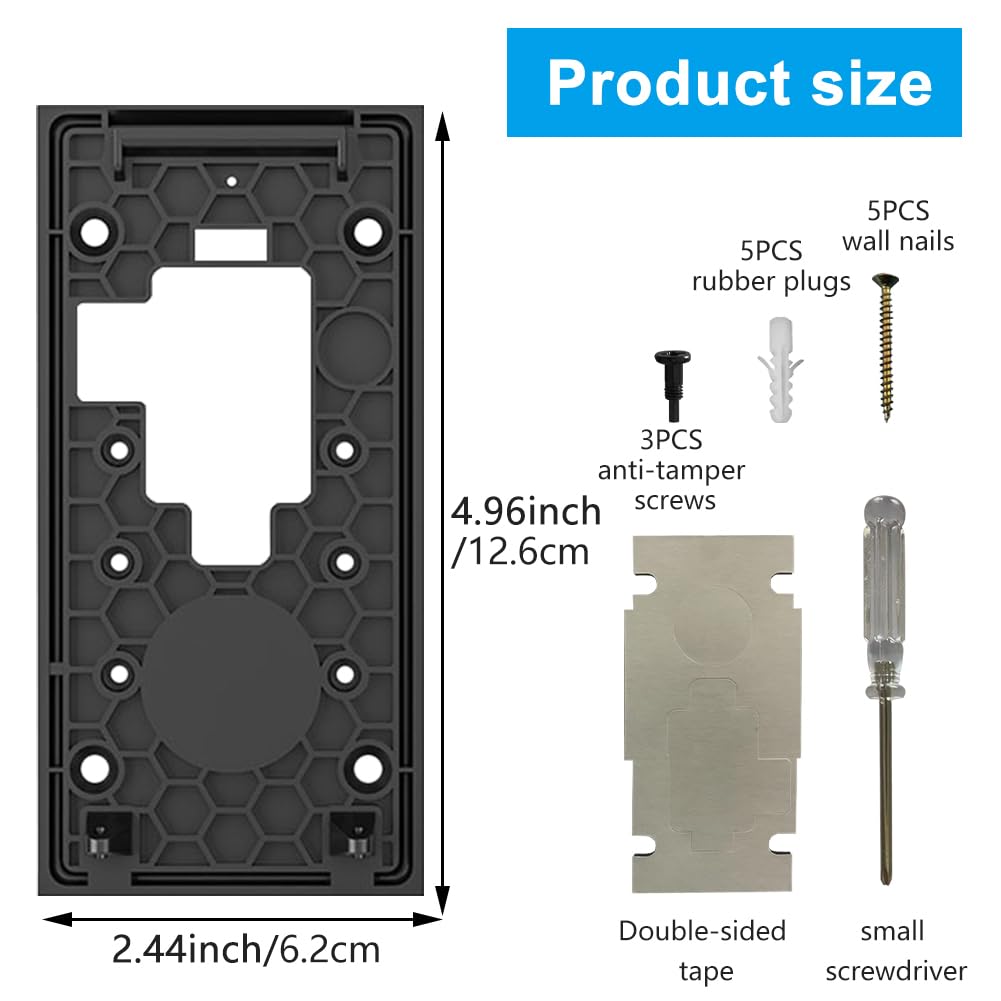 No Drill Doorbell Mount, Replacement Wall Mount Bracket Back Plate, Fittings for 2nd Generation Video Doorbell(2020 Release) - Image 2