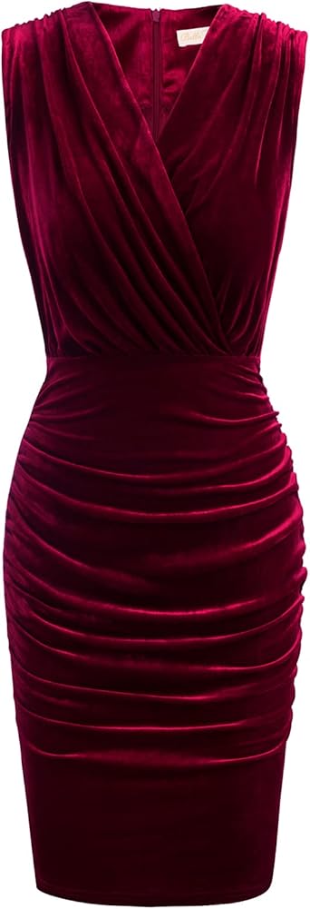 GRACE KARIN Women V-Neck Ruched Hips-Wrapped Bodycon Cocktail Prom Dress