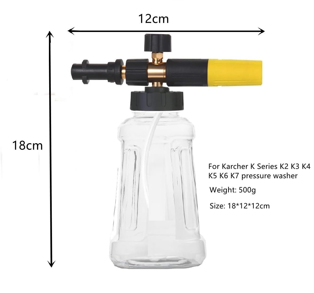 AIM Tools Canon à Mousse Compatible avec Karcher K2 K3 K4 K5 K6 K7 Nettoyeur Haute Pression, avec 5 Embouts de Buse, Connecteur Rapide 1/4, Lance à Mousse 1L pour Lavage de