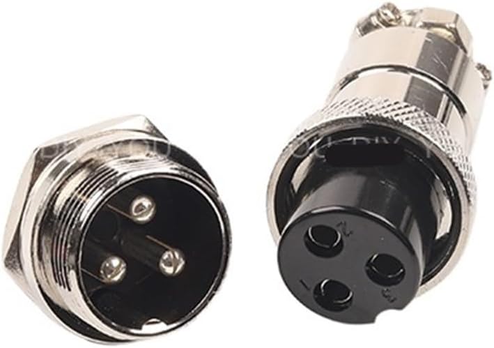 1 Set GX20 nut Type Male and Female Electrical Connector 2/3/4/5/6/7/8/9/10/12/14/15 pin 20mm Round Wire Panel Aviation Socket Plug(Gx20-3 Nut Type)