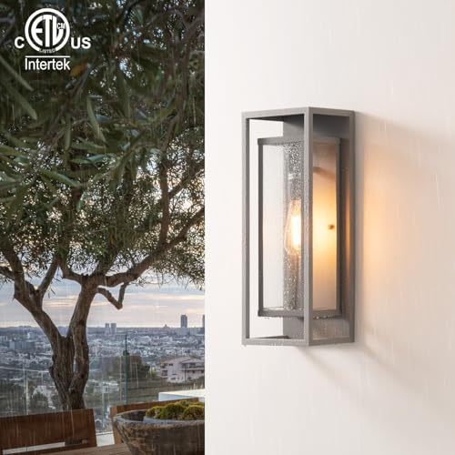Image of mirrea 18 inch Modern Outdoor Porch Wall Light, Matte Gray, 2 Pack