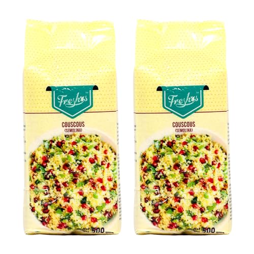 Image of Freshos Couscous Semolina, 500 Gm, Pack of 2 | Quick Cooking, Imported from Italy, Vegan-Friendly, Gluten-Free, Non-GMO.
