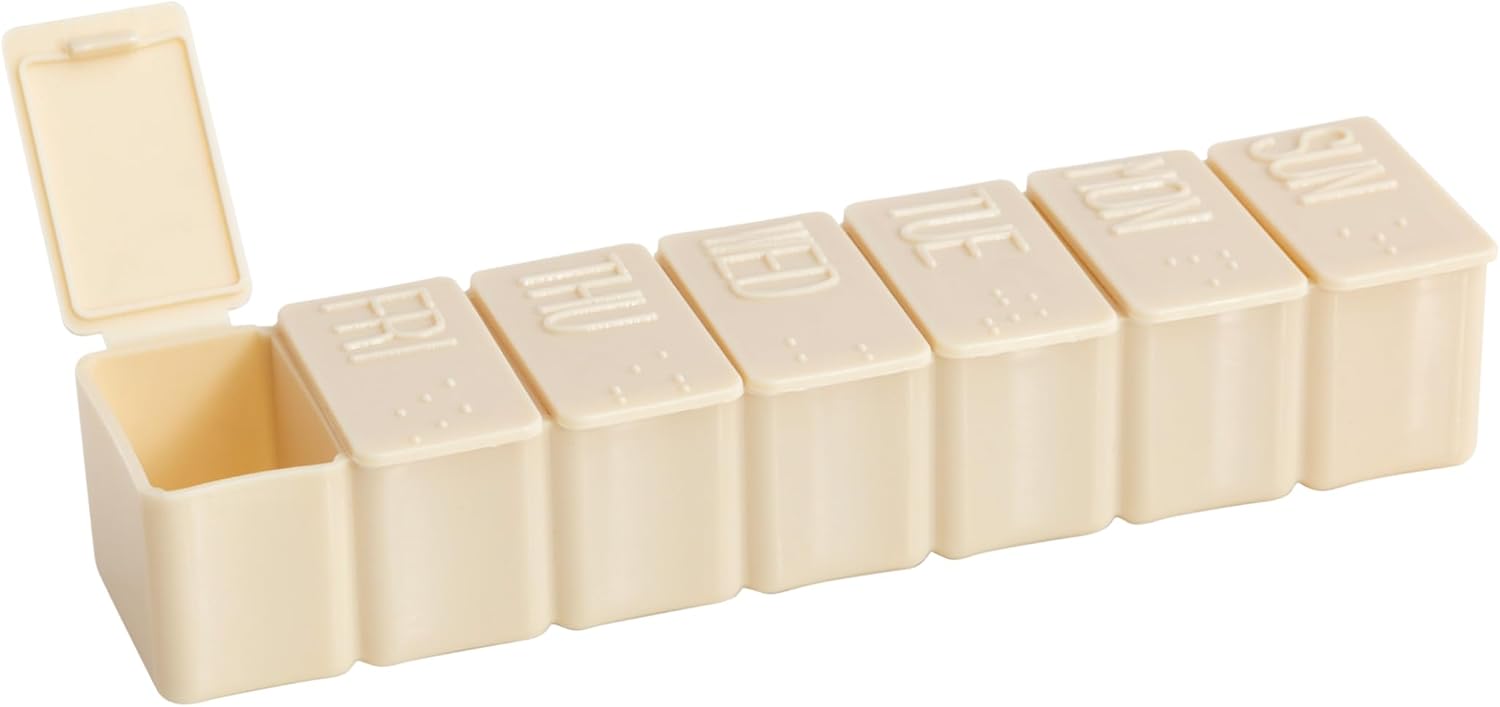 Pill Organizer – Large Pill Box 7 Day – Plastic Travel Pill Organizer – Weekly Pill Organizer for Daily Vitamin Case, Supplements and Medication