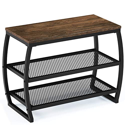 Shoe Rack Bench, Vintage 3-Tier Heavy Duty Shoe Organizer Storage Shelf for Entryway