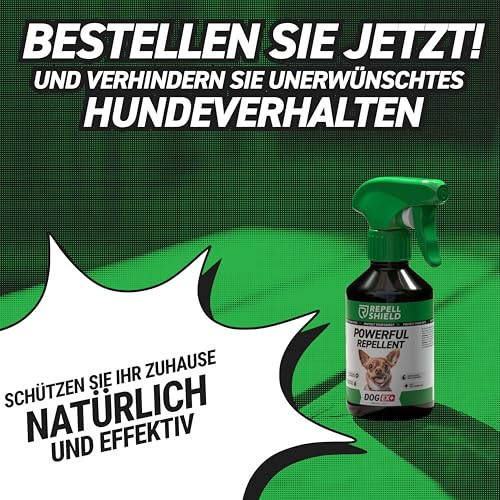 RepellShield® Hundeabwehrspray -250ml - Nicht färbend - Hunde Abwehrspray zur Ausbildung & Erziehung - Bitterspray Hund zur Abschreckung gegen Kauen & Beißen von Möbeln - Hundeschreck