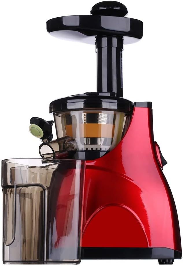 Slow Masticating Juicer Extractor Wide Mouth Cold Press Juicer Machine with Quiet Motor and Reverse Function Fruit Vegetable Wheatgrass Orange Juice Extractor High Yield Anti-Oxida, Red