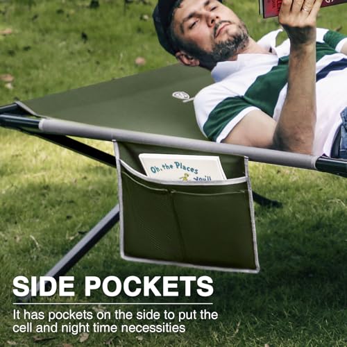 Image of EVER ADVANCED Extra Wide Camping Cot for Adults Oversized XXL Sleeping Cots Folding Cot Bed with Carry Bag, 84.3 inch L x 41.9 inch W, Support to 550 lbs