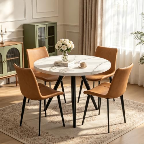 Domusdisn 34.6" Round White Dining Set