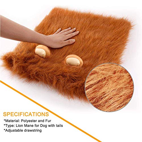 Yu-Xiang Peruca de cachorro de crina de leão com orelha e cauda chapéu de Halloween divertido fantas