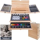 KRUZZEL Komplettes Malset im Koffer für Kinder 83 Einzelteile Mal- und Zeichenzubehör für Anfänger und Profis - Inklusive Malpinsel, Ölpastelle, Acrylfarben, Aquarellfarben, Farbstifte 19179