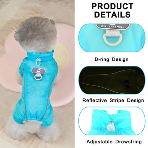 Jumpsuit sólido para perros pequeños con protección UV, azul, L miniatura 4