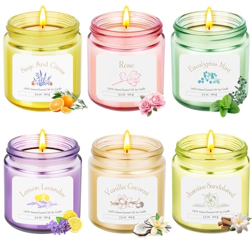 Velas aromáticas en vaso | Juego de 6 velas aromáticas de 3.5OZ...