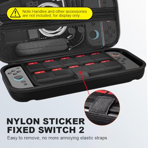 Image of ZORBES Travel Carrying Case for Nintendo Switch 2 2025, Large Volume Accessories Bundle Holder, 2 Screen Protector, Hard Protective Cover Estuche Funda with 12 Game Cards, Black