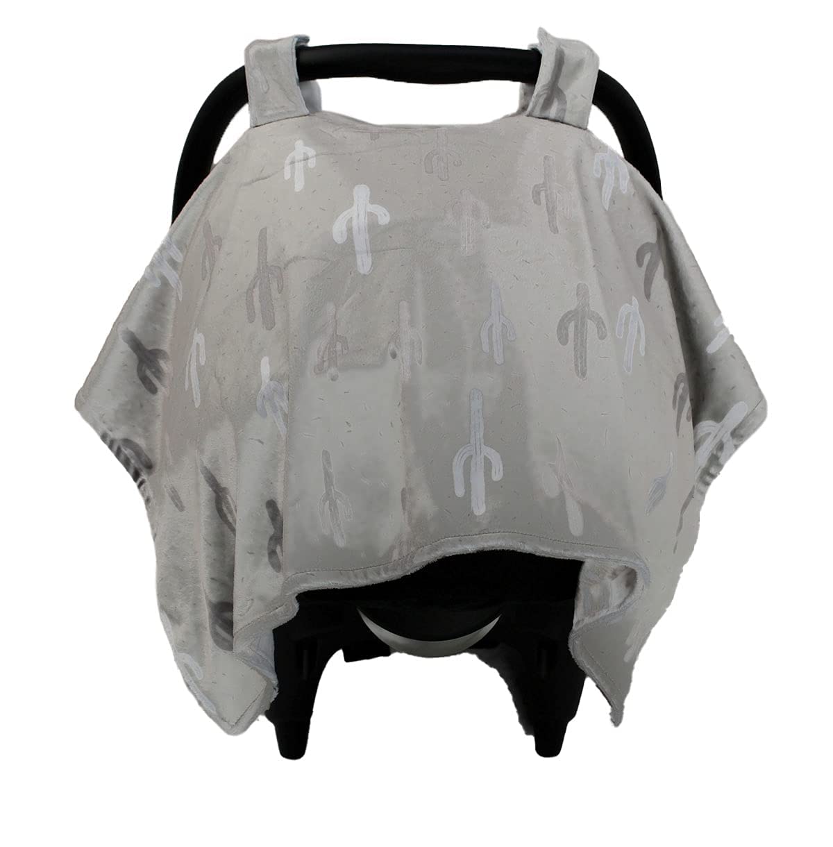 Dear Baby Gear Car Seat Cover for Boys & Girls - Baby Carseat Canopy w/Snap Opening - Infant Seat Cover - Nursing Covers - Newborn Carrier Canopy - 40x30" (Wild West Cactus - Smooth Gray Cactus)
