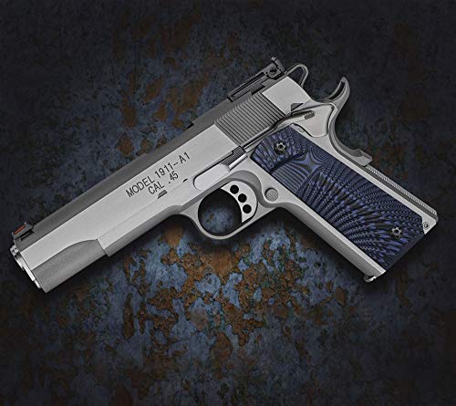 Cool Hand 1911 Full Size G10 Grips, Big Scoop, Ambi Safety Cut, Sunburst Texture, Blue/Black #TOP1