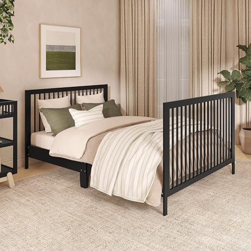 Dream On Me Hygge 5-in-1 Convertible Full-Size Baby Crib, Matte Black Oak - image 7