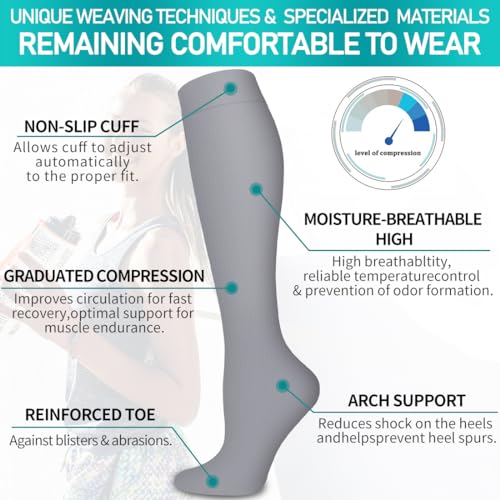 Image of COOLOVER Copper Compression Socks for Women and Men(6 Pairs)-Best Support for Running, Athletic, Nursing, Travel