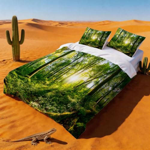 Housse de couette 240 x 260 forêt microfibre doux pour lit sans pli - 3