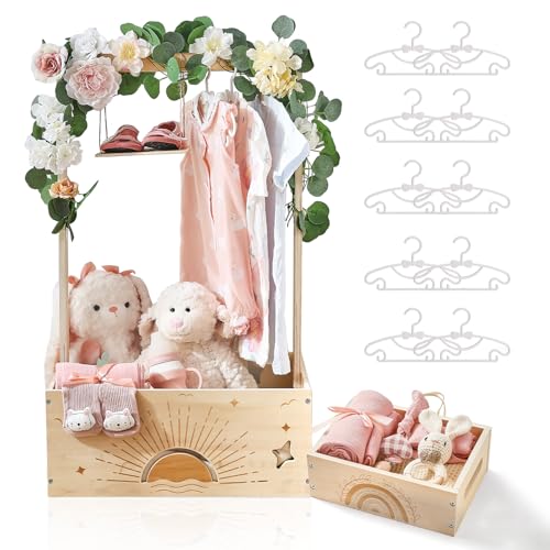 Wooden Baby Shower Crate Closet Set with 10 Hangers, Baby ...