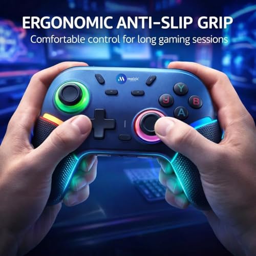 Image of GAMENOPHOBIA Play X9 Wireless Bluetooth Gaming Controller | Dual Vibration, 6-Axis Gyroscope, RGB LED Gamepad | 800mAh Rechargeable Battery | Compatible with Android, iOS, Windows PC, PS3, PS4 & Switch