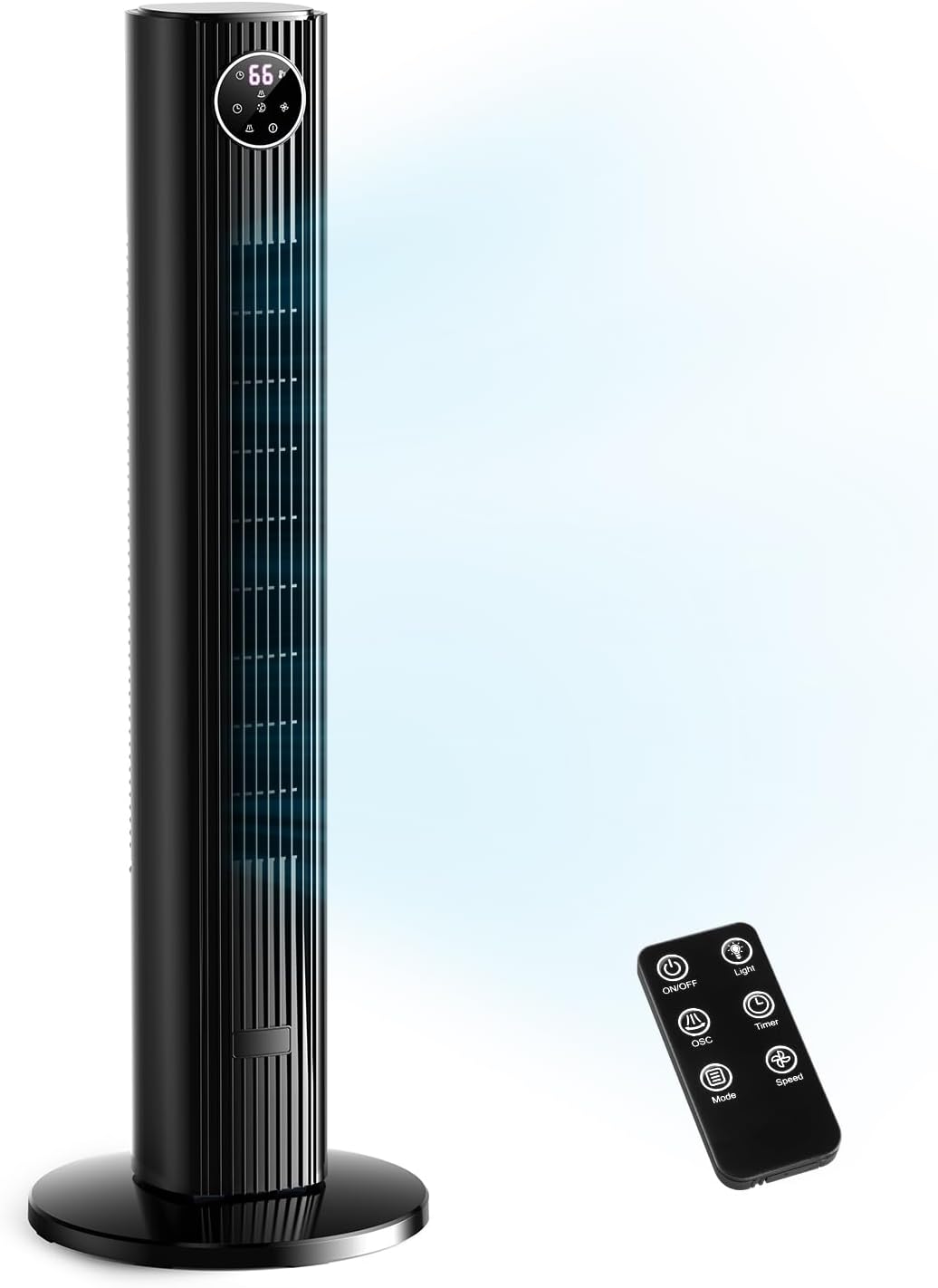 ZAFRO Tower Fan for Bedroom, 90° Oscillating Standing Fan with 12H Timer, 25ft/s Velocity, 36”Standing Fans with Remote,Floor Fan with 4 Modes & 3 Speeds, Black