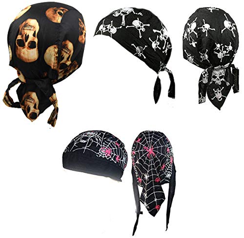 Bandana serre tete lot de 3 tete de mort taille adulte coton casque Cover