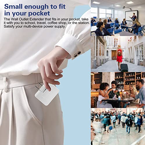 3 Way Flat Wall Plug Outlet Adapter - 2-Prong Swivel Mini Indoor Wall Tap Plug,Portable Outlet Splitter,Rotating Mini Extension Plug Adapters,White (2 Pack) #TOP6